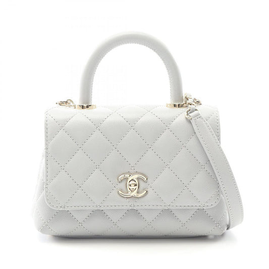 CHANEL Coco Handle XXS Handbag in Light Gray Caviar Leather