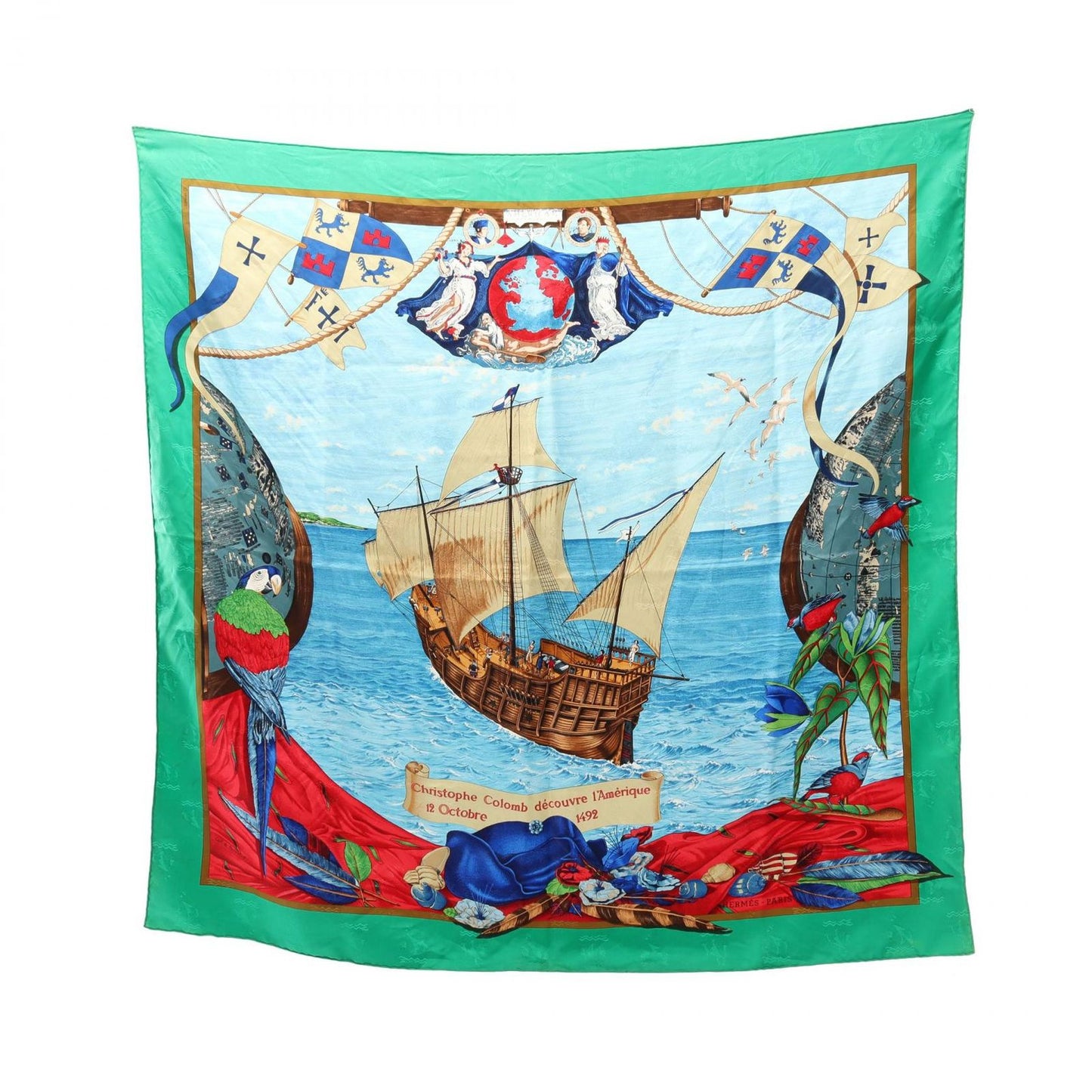 HERMES Silk Scarf - Christophe Colomb Decouvre 1 Amerique 1492