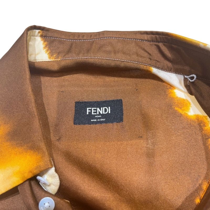 Fendi Brown Silk Short Sleeve Shirt - 23SS FS0795