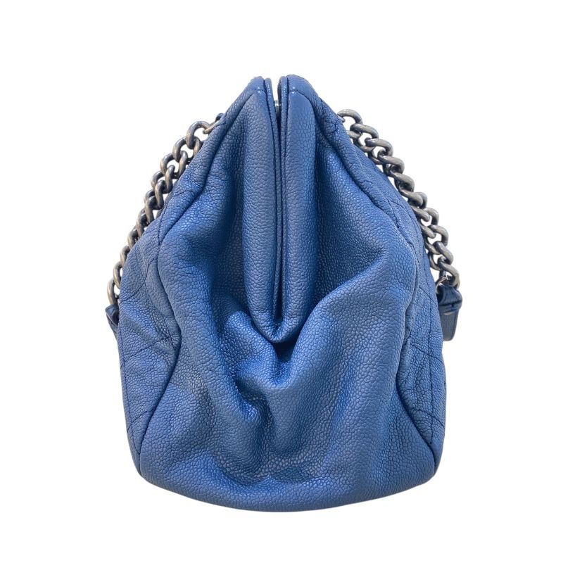 CHANEL Matelassé Chain Shoulder Bag in Blue with Vintage Hardware