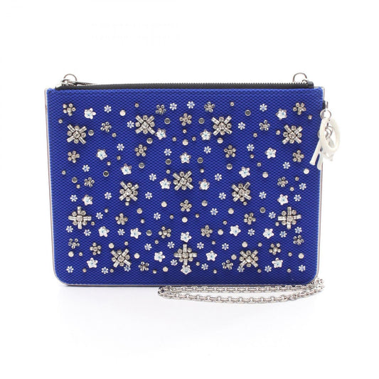 Christian Dior Blue Leather Beaded Chain Shoulder Bag