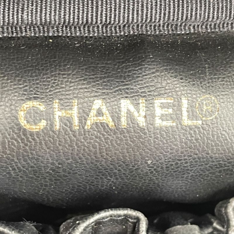CHANEL Vanity A01998 Black Caviar Skin Handbag with Gold Hardware