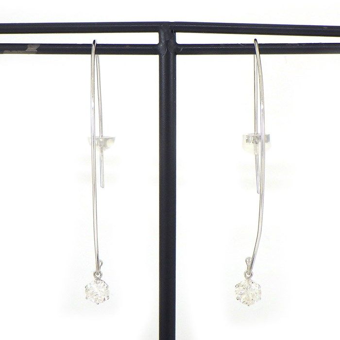 Elegant Diamond Drop Hook Earrings in K18 White Gold - 0.44ct