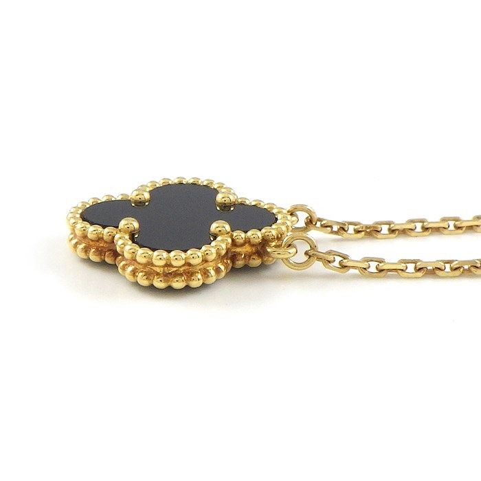 Van Cleef & Arpels Vintage Alhambra Necklace in Onyx & K18YG