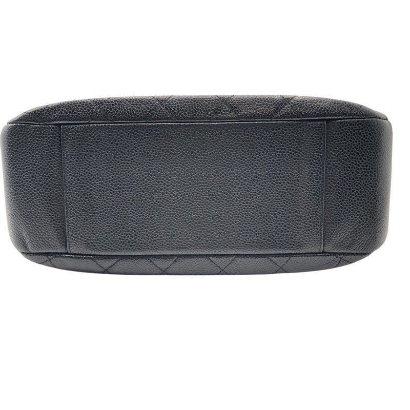 CHANEL Coco Mark Semi Shoulder Bag in Black Caviar with Gold Hardware