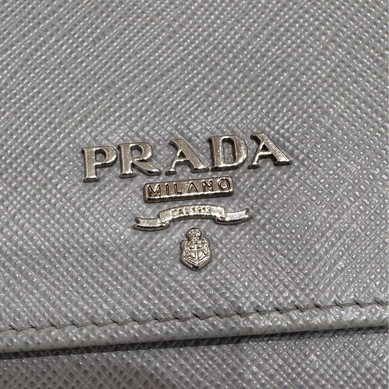 PRADA Grey Saffiano Leather Long Wallet for Women