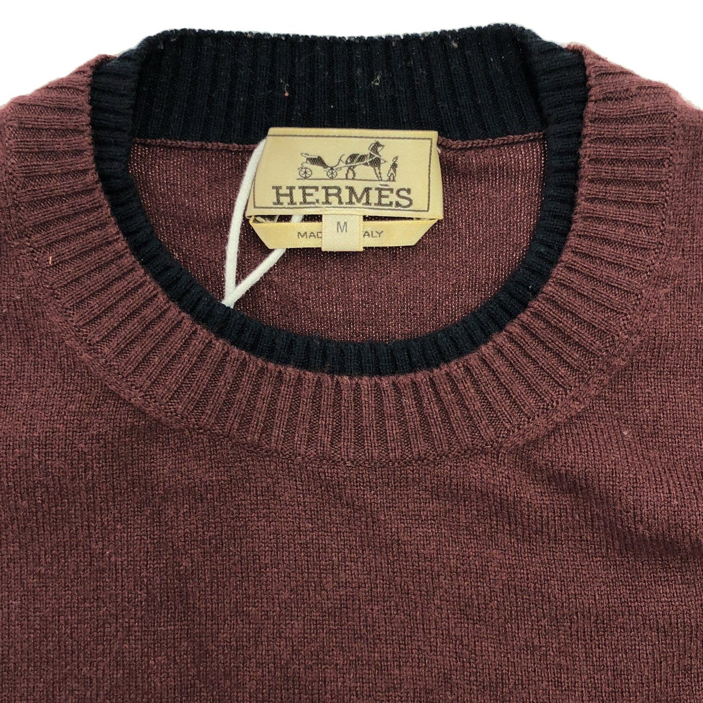 HERMES Burgundy Wool Knit Sweater - Timeless Elegance