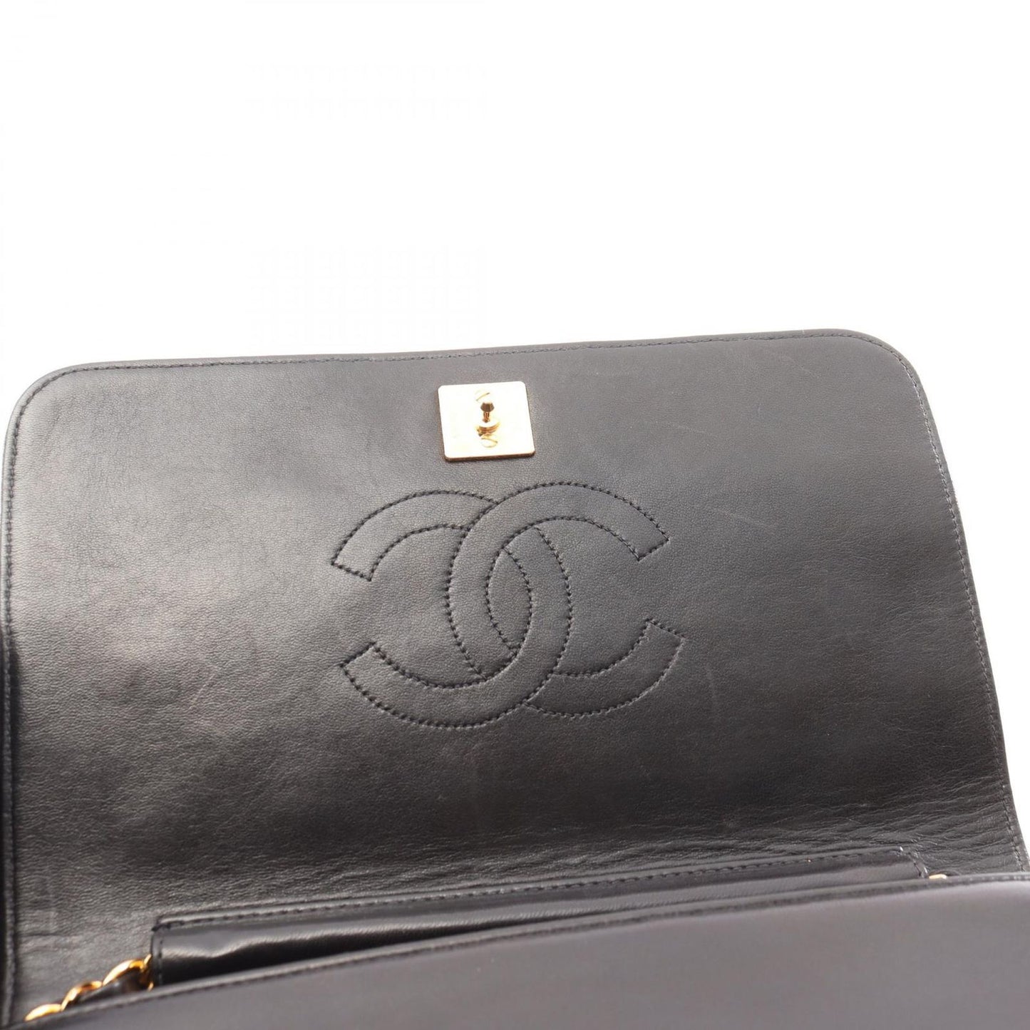 CHANEL Matelassé Single Flap Shoulder Bag in Black Lambskin