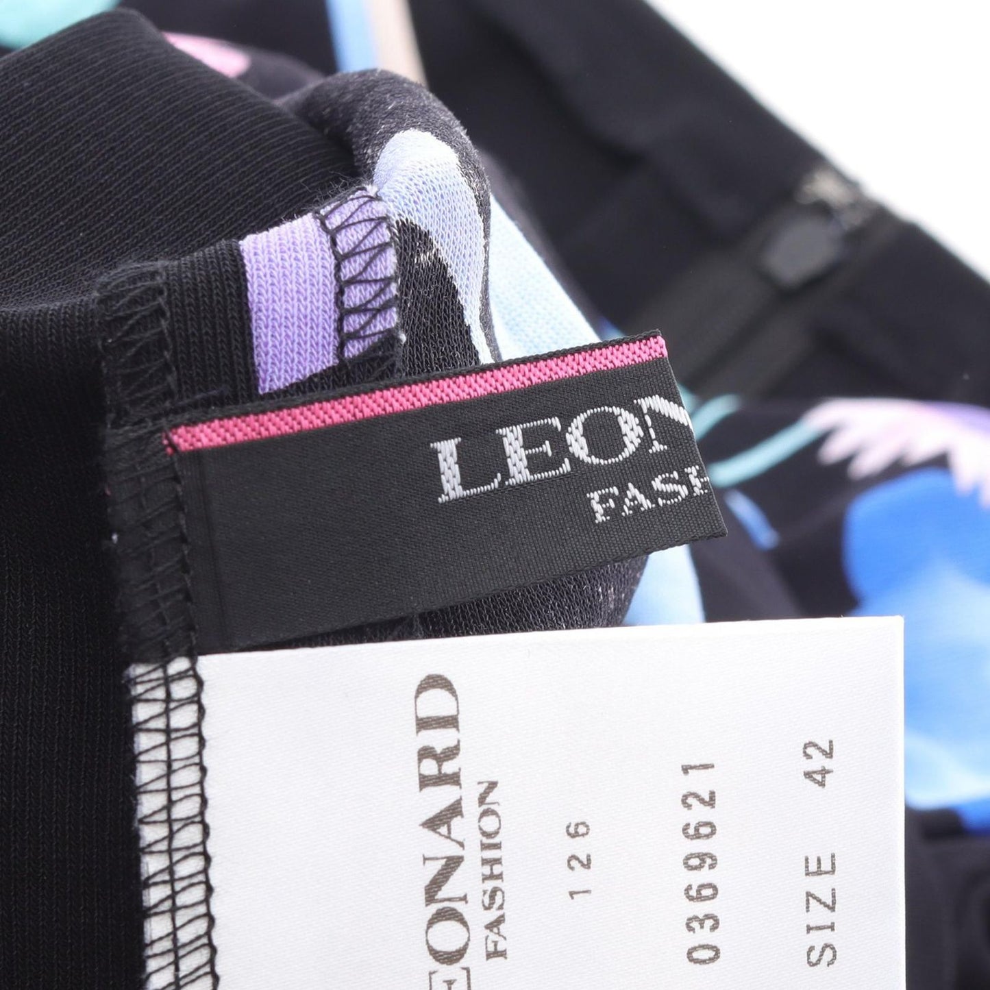 LEONARD FASHION Elegant Black & Blue Cotton Top - Size 42