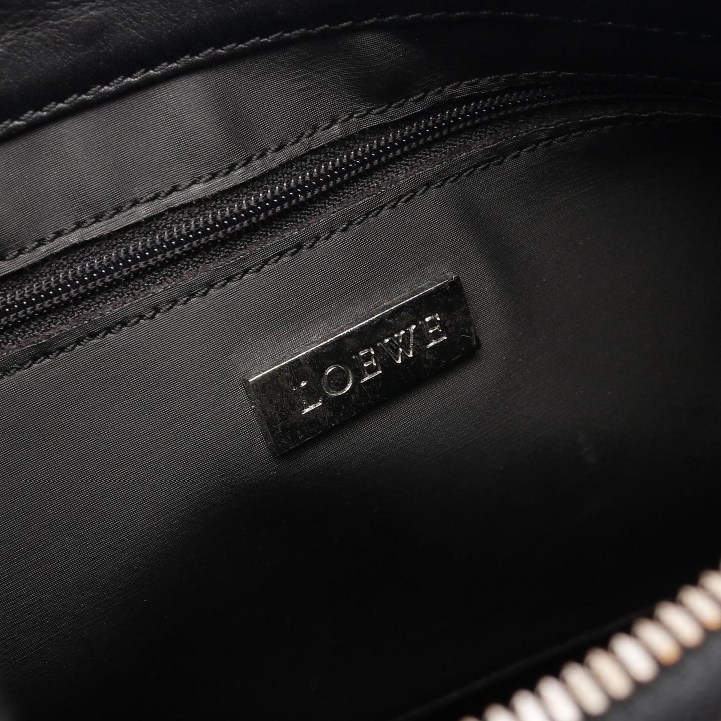LOEWE Black Leather Repeat Anagram Shoulder Bag - Unisex