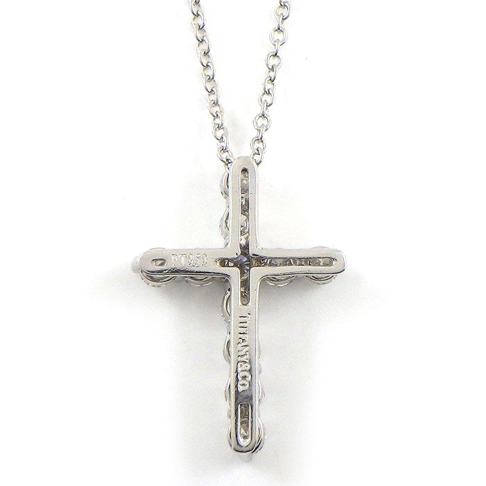 Tiffany & Co. Small Cross Diamond Necklace in Platinum PT950