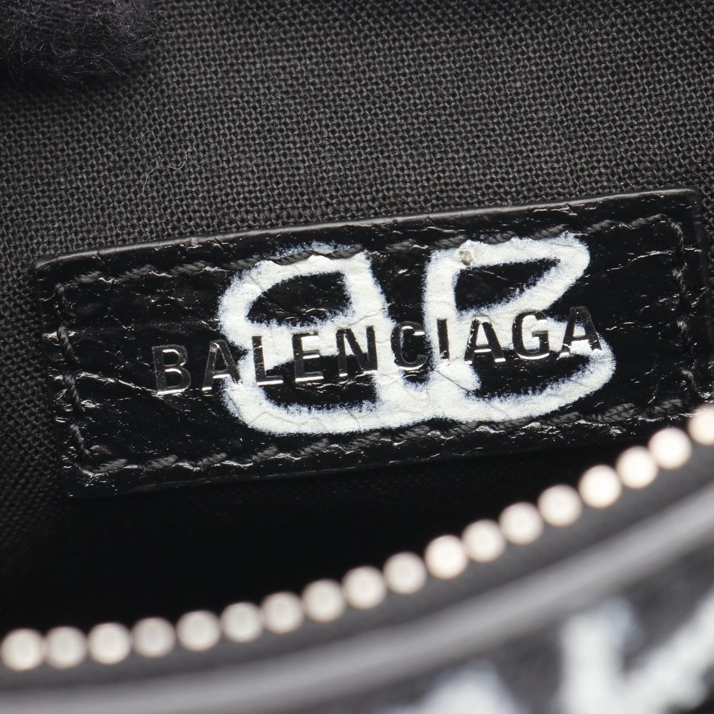 BALENCIAGA Le Cagole XS Shoulder Bag in Black/White Leather