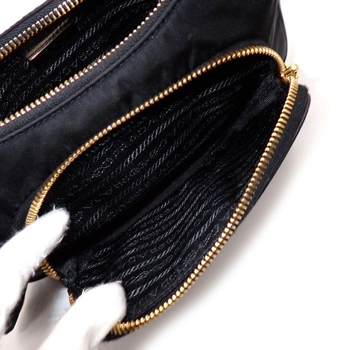 PRADA Re-Nylon Mini Shoulder Bag - Black Brushed Leather