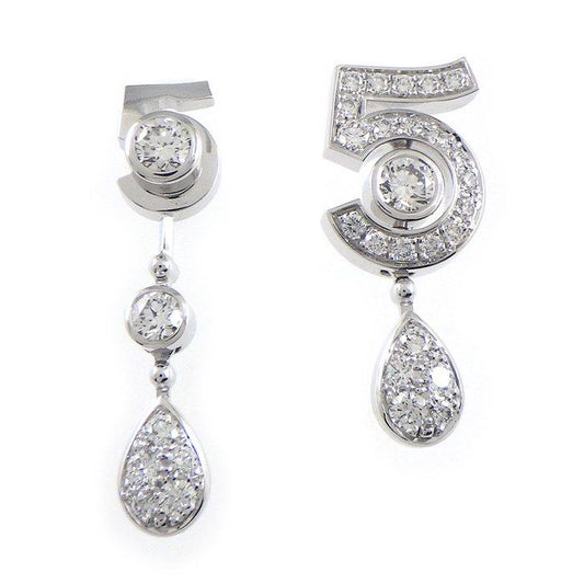 CHANEL Eternal No.5 Diamond Drop Earrings in K18 White Gold