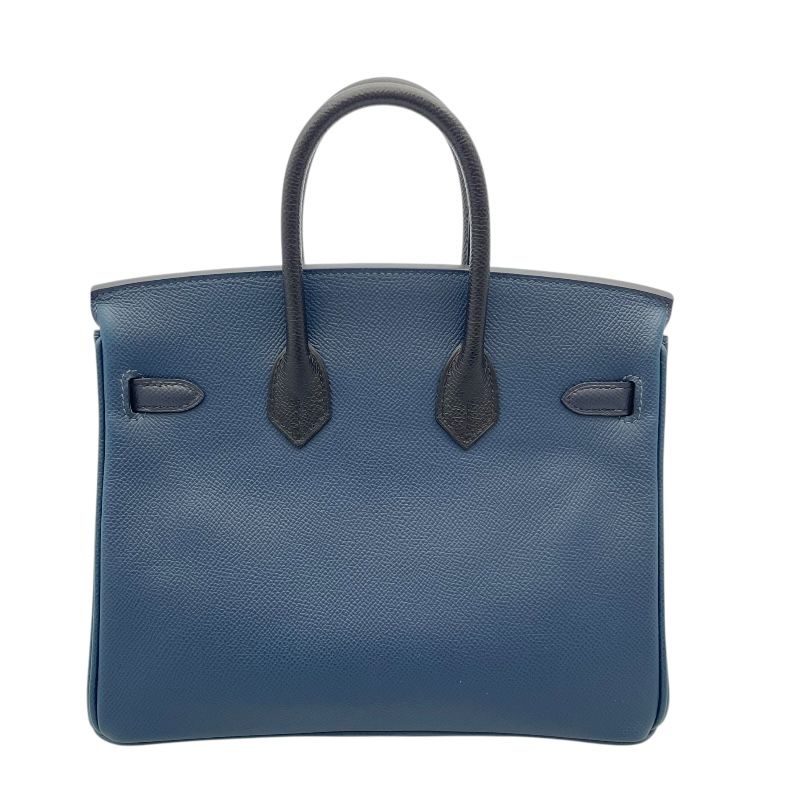HERMES Birkin 25 Tricolor Blue de Prusse with Silver Hardware