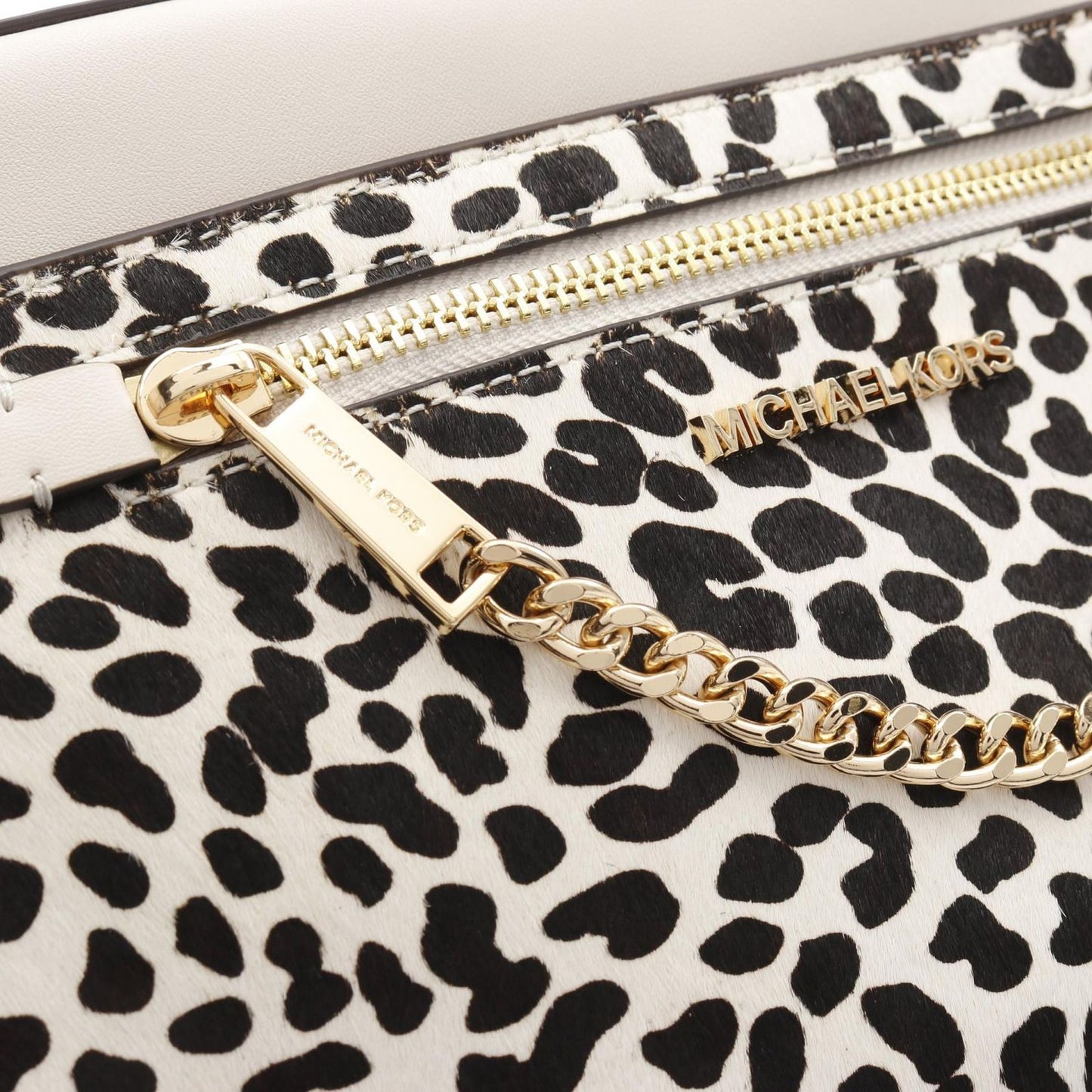 Michael Kors Jet Set Large Crossbody Bag - Ivory & Black Leather