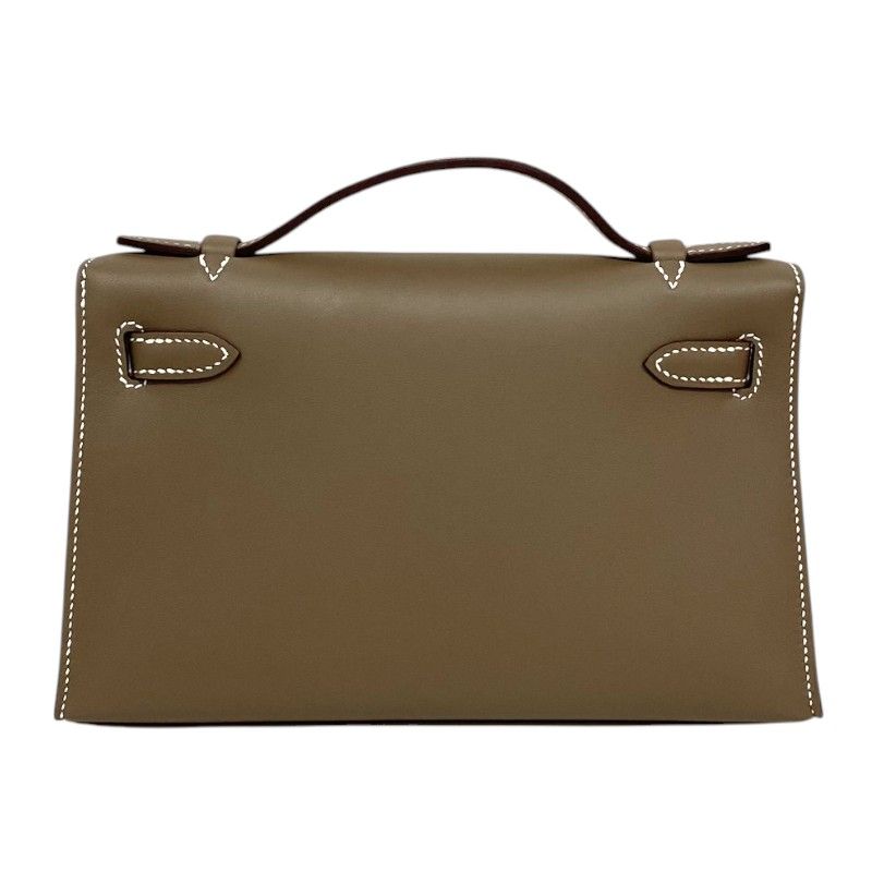 HERMES Kelly Pochette W刻 in Etoupe with Silver Hardware - Pristine Condition