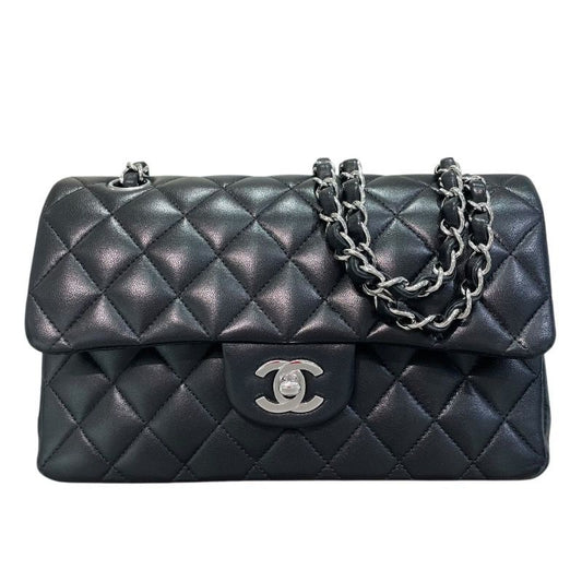 CHANEL Matelassé 23 Black Lambskin Shoulder Bag with Silver Hardware
