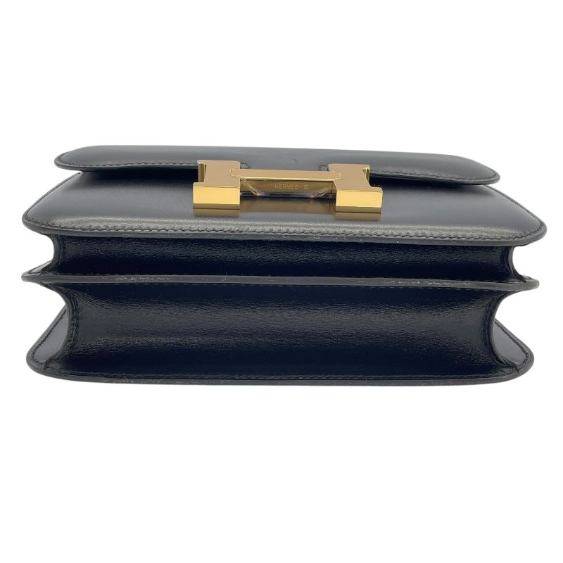 HERMES Constance 3 Mini Black Box Calf Shoulder Bag with Gold Hardware