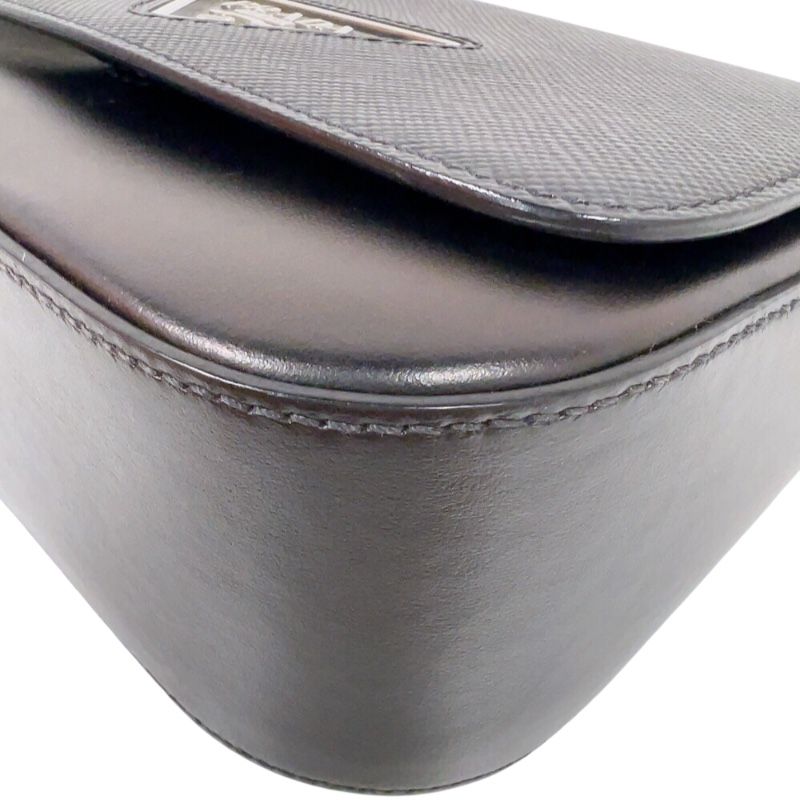 PRADA Saffiano Flap Bag 1BD249 in Black with Silver Hardware