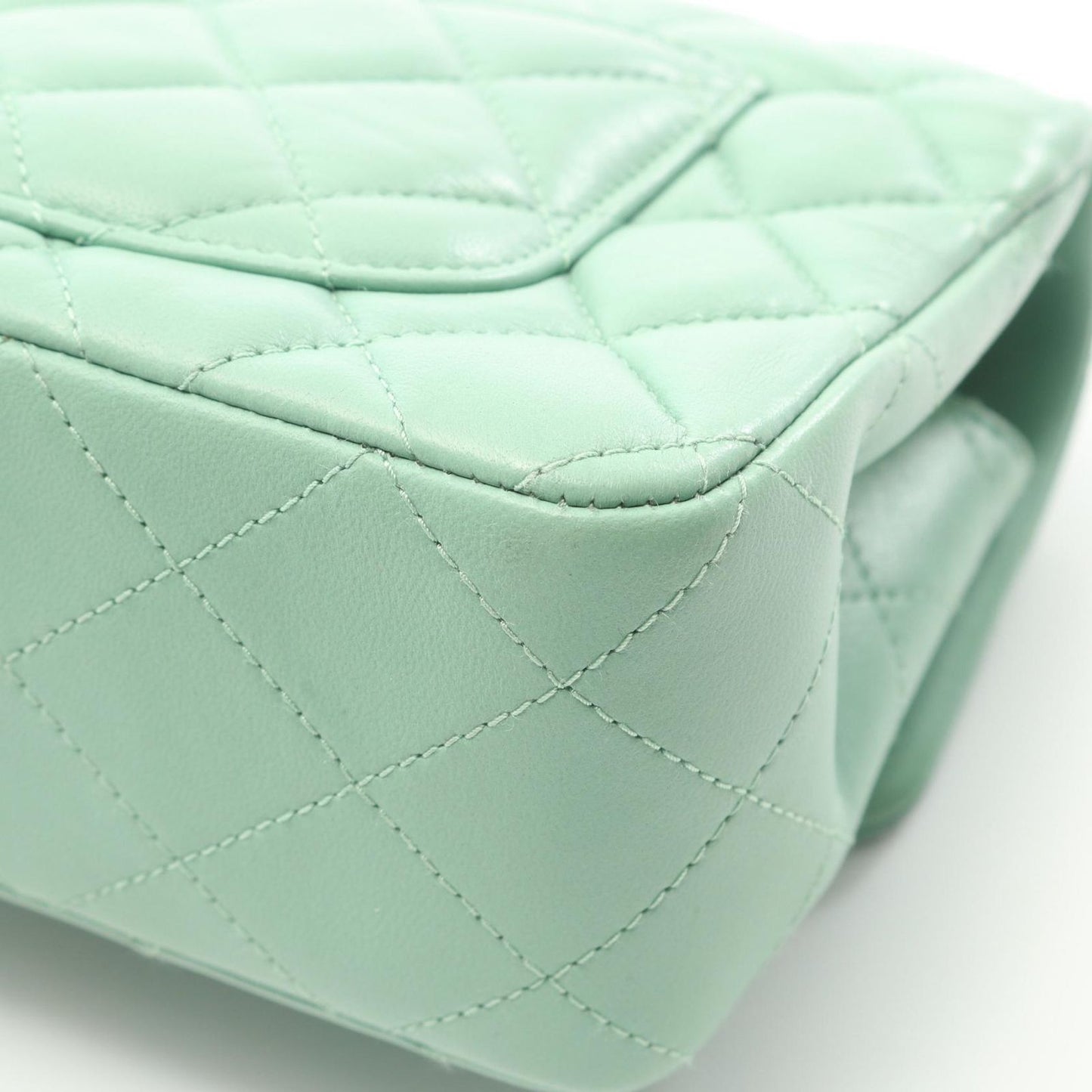 CHANEL Mini Matelassé 20 Shoulder Bag in Mint Green Lambskin