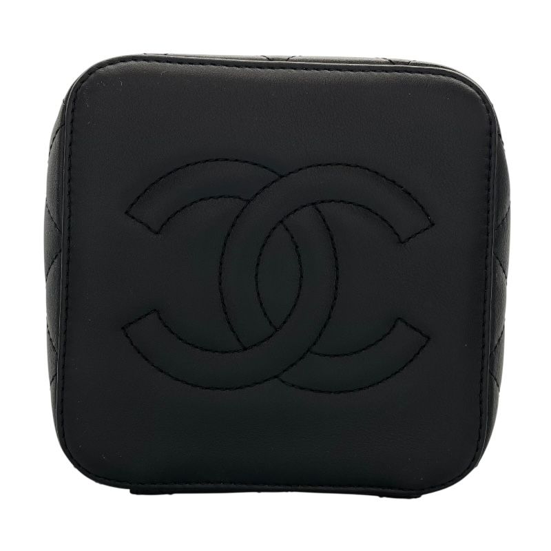 CHANEL Vanity AS3228 Black Lambskin Shoulder Bag with Gold Hardware