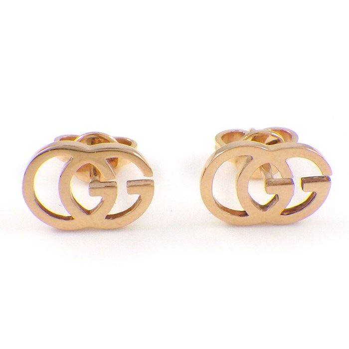 GUCCI GG Running Logo Earrings in K18 Pink Gold - Exquisite Craftsmanship