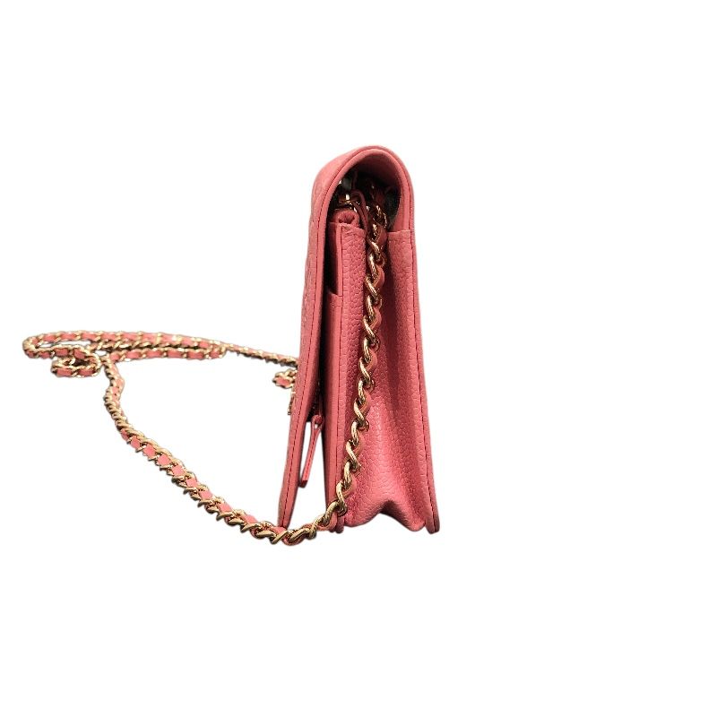 CHANEL Camellia Chain Wallet A82336 in Pink Caviar Skin