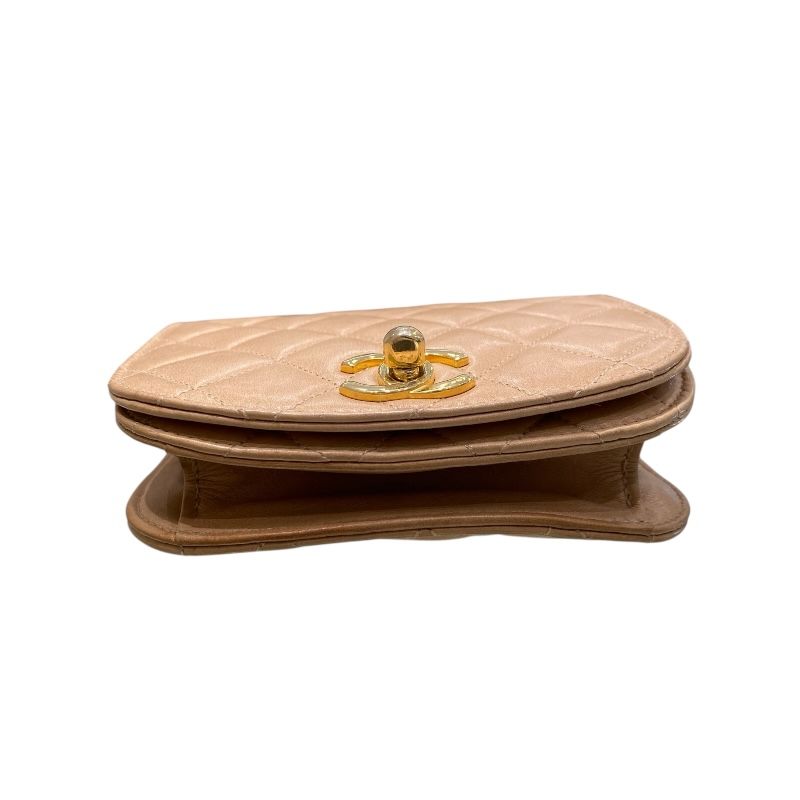 CHANEL Matelassé Belt Bag in Beige with Gold Hardware