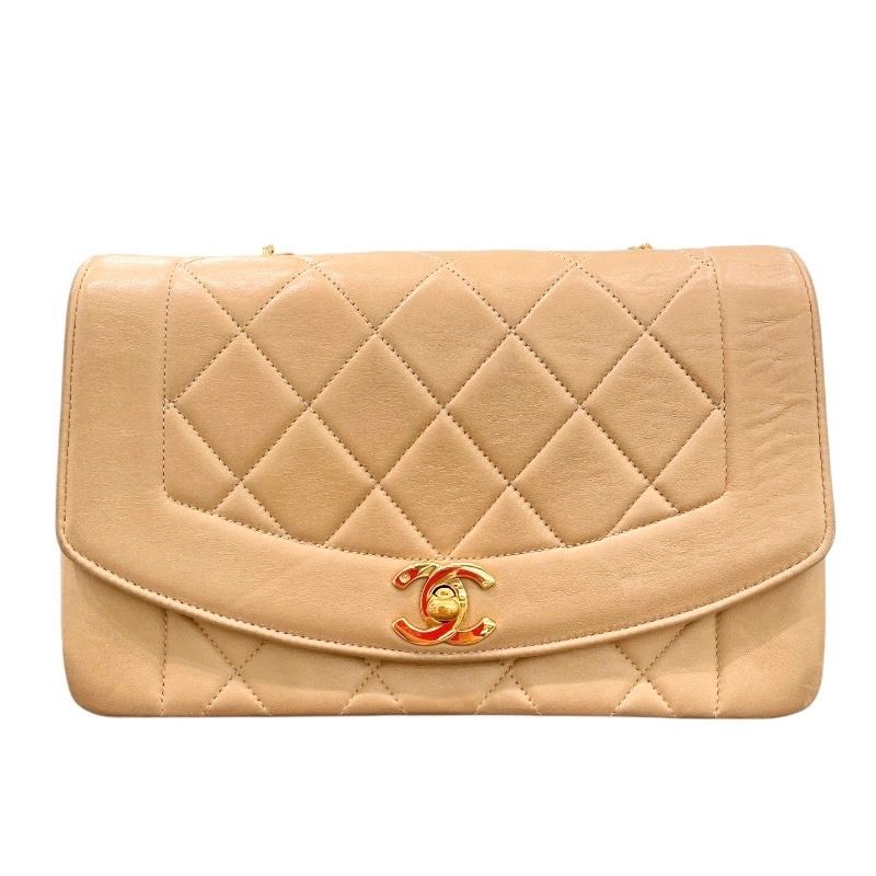 CHANEL Diana 22 Beige & Gold Lambskin Shoulder Bag