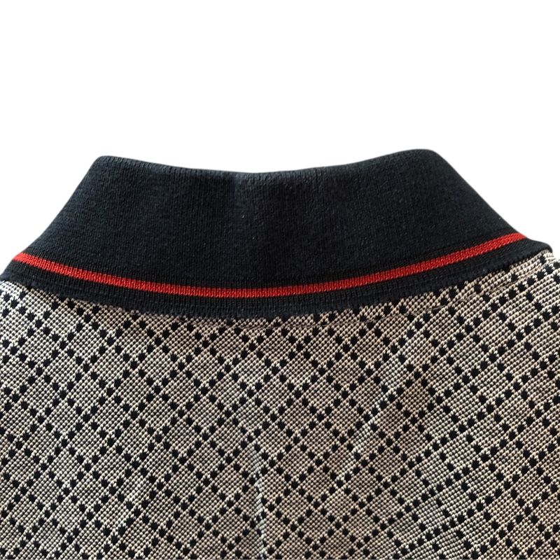 GUCCI Diamante Pattern Polo Shirt in Gray - Size S