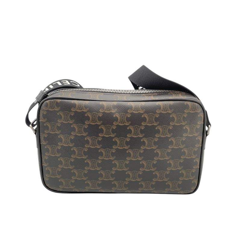 CELINE Triomphe Medium Messenger Bag in Black Canvas