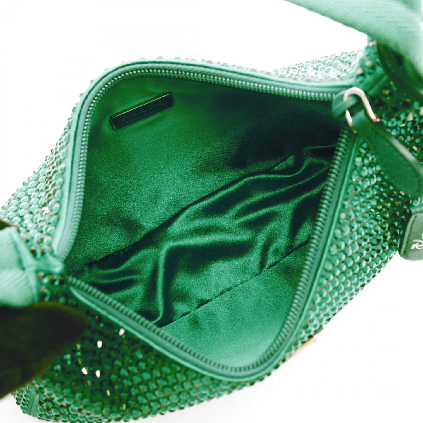 PRADA Re-Edition 2AWL CRYSTAL Handbag in Green Fabric