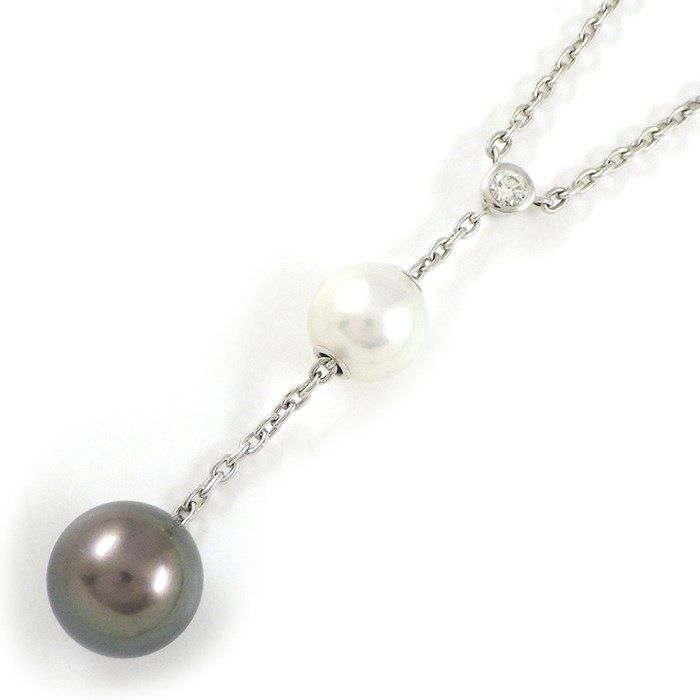 MIKIMOTO Y-Shape Pearl Necklace in K18 White Gold - Exquisite Craftsmanship
