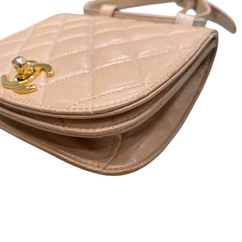 CHANEL Matelassé Belt Bag in Beige with Gold Hardware