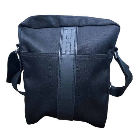 HERMES Acapulco Pochette Bandoulière MM Black Canvas/Leather