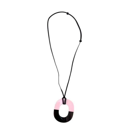 HERMES Imus Necklace in Brown & Pink Buffalo Horn