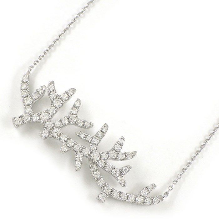 TASAKI Coral Motif Diamond Necklace in K18 White Gold
