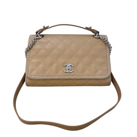 CHANEL Coco Mark 2-Way Handbag in Caviar & Canvas - Timeless Elegance