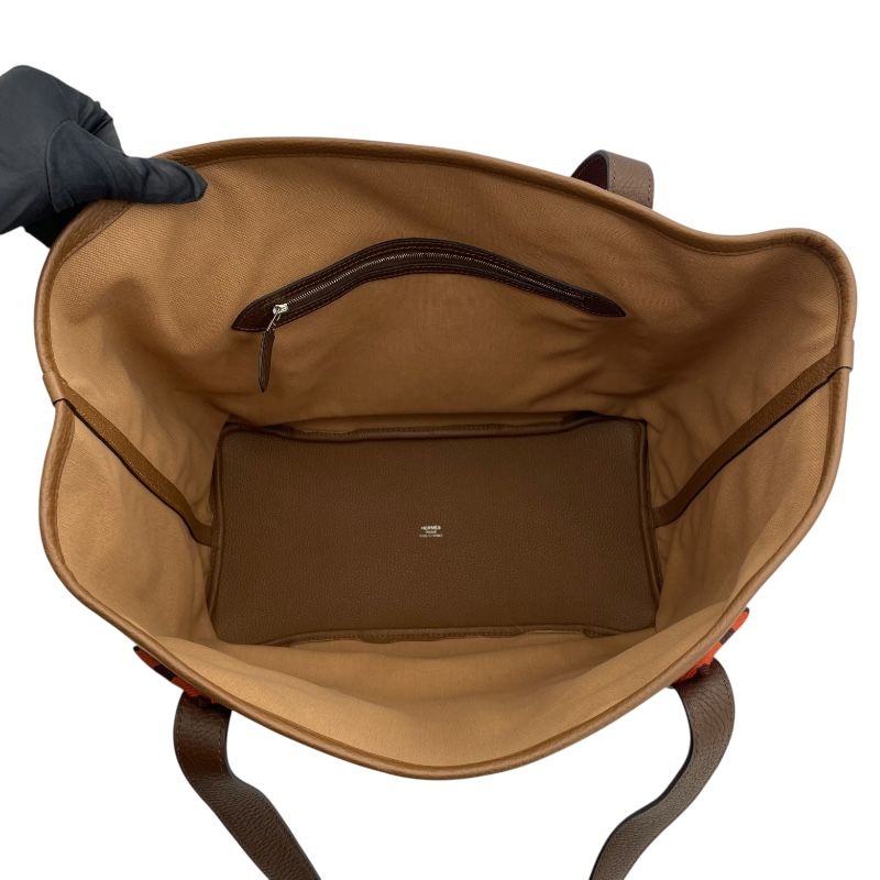 HERMES Puresangle U刻 Tote Bag in Chai & Cocoa with Silver Hardware