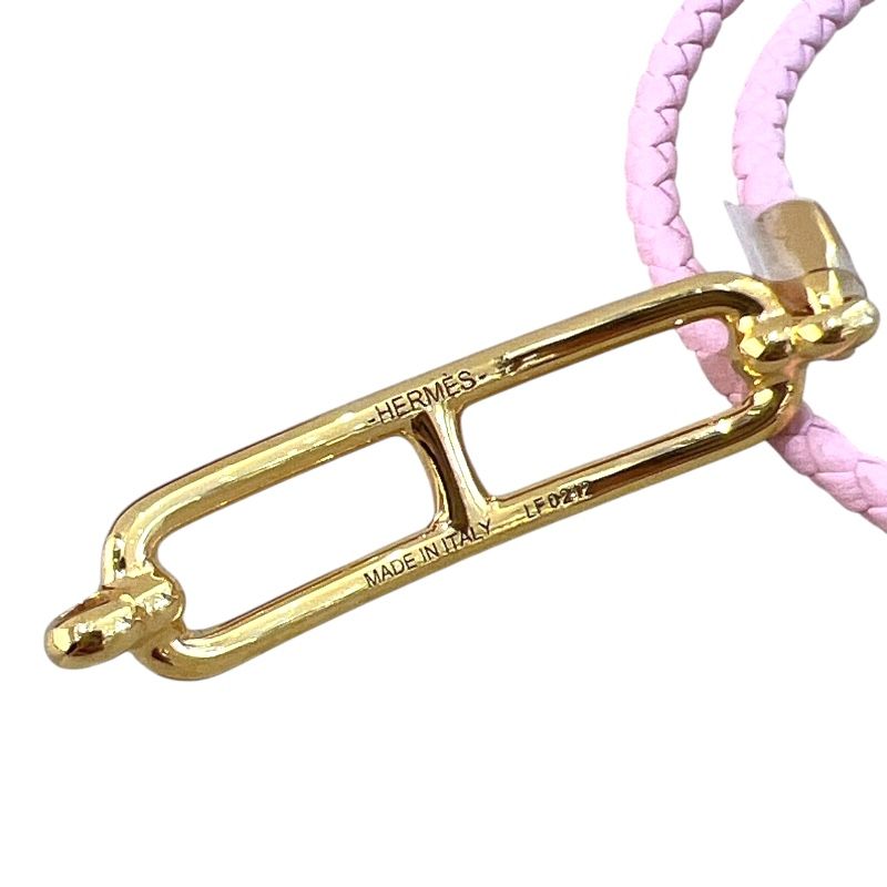 HERMES Ruri Double Tour Bracelet in Rose Sakura with Gold Hardware