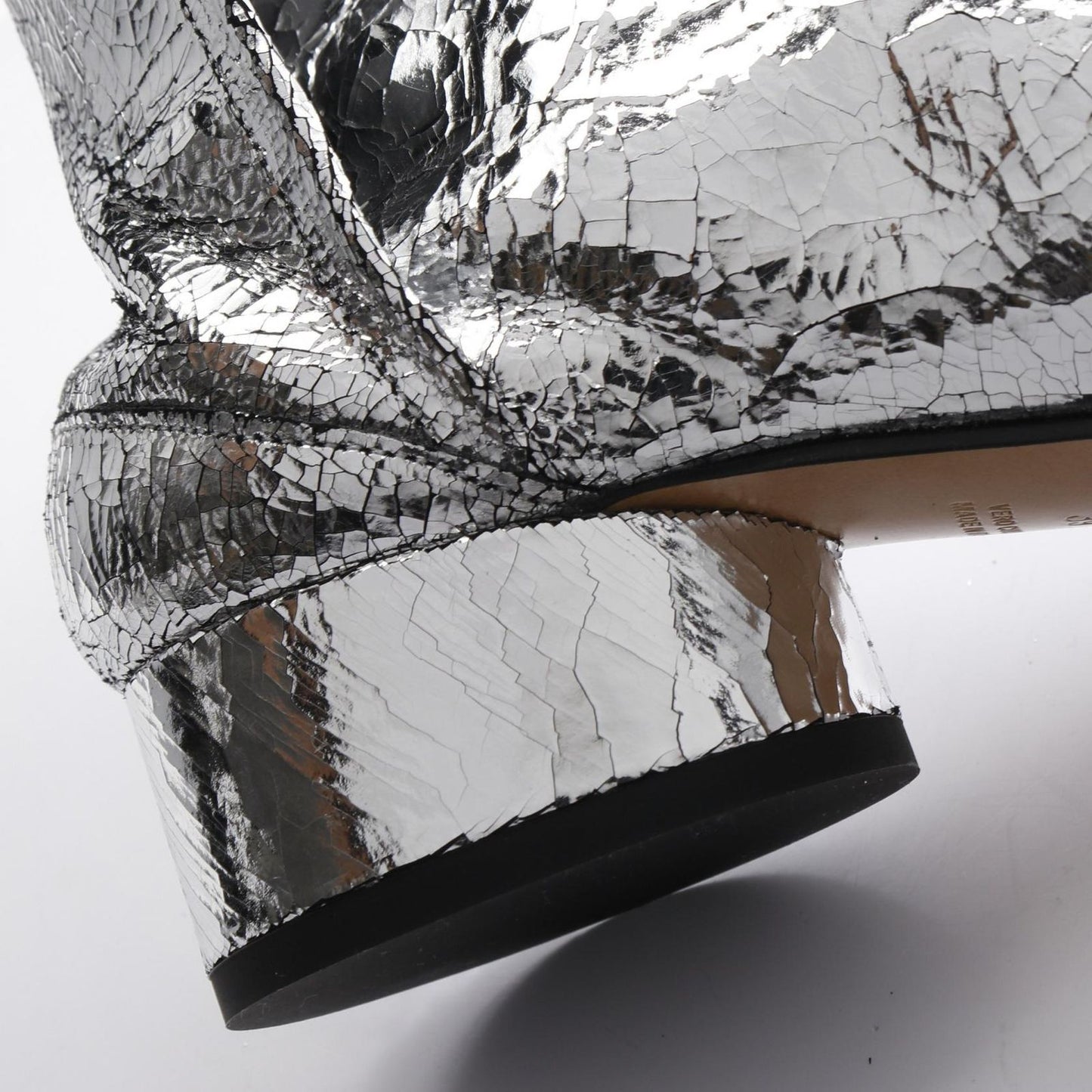 Maison Margiela Tabi Leather Short Boots - Silver, Size 39