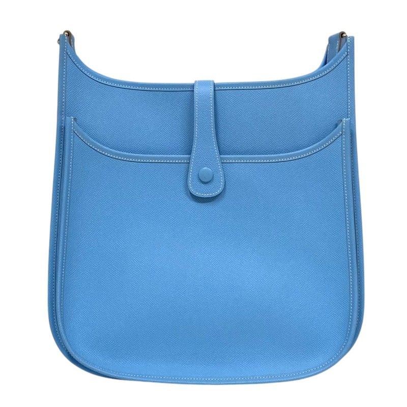 HERMES Evelyne III GM Celeste Shoulder Bag with Silver Hardware