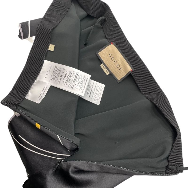 GUCCI Patrick Nagel Graphic Print Silk Skirt - Black, Size 38