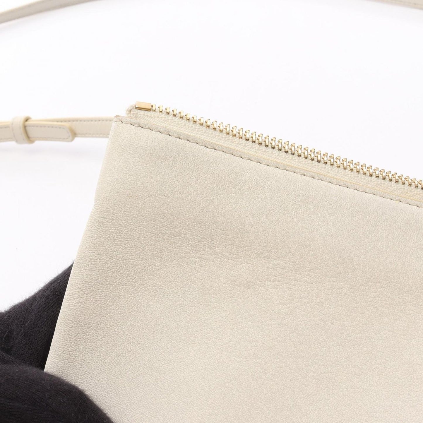 CELINE Trio Large Shoulder Bag in Ivory Leather - Timeless Elegance