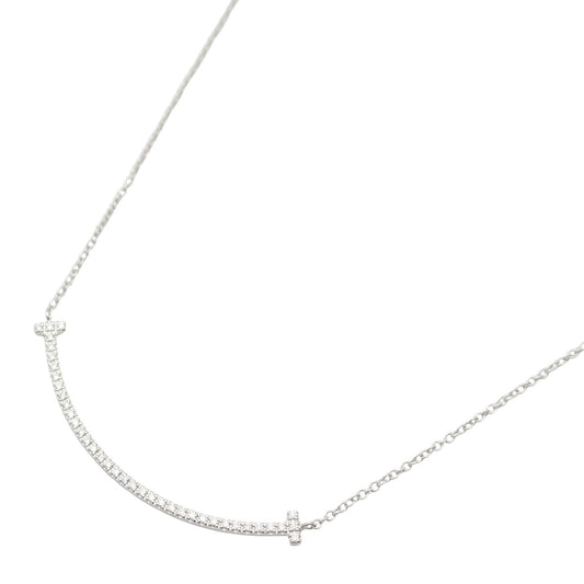 TIFFANY & CO T Smile Necklace in 18K White Gold with Diamonds