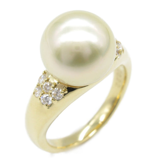 Exquisite K18 Yellow Gold Pearl & Diamond Ring - Timeless Elegance