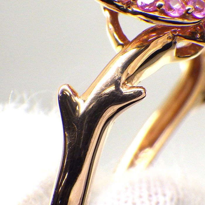 Exquisite Pink Sapphire & Diamond Floral Motif Ring in K18 Pink Gold