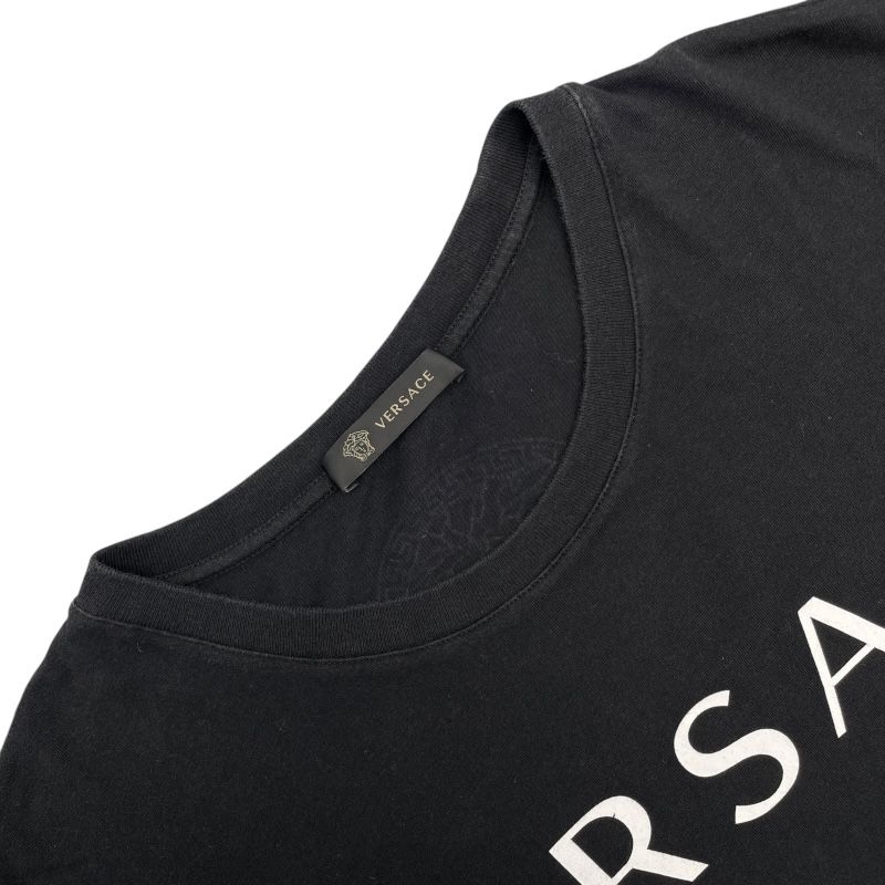 Versace Logo Print T-Shirt in Black Cotton - Men's XL