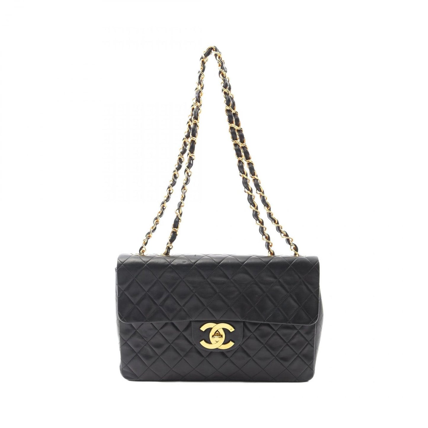 CHANEL De Camellia 34 Shoulder Bag in Black Lambskin